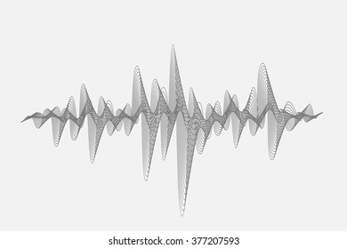 Halftone sound wave pattern modern music design element isolated on white background