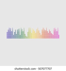 Halftone sound wave pattern modern music design element isolated on white background