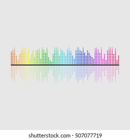 Halftone sound wave pattern modern music design element isolated on white background