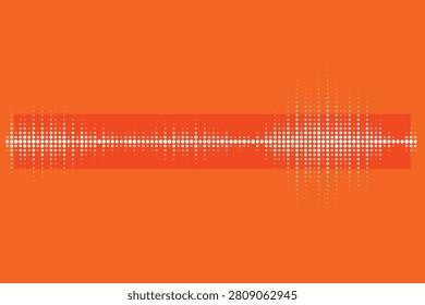 Halftone soundwave pattern on vibrant red gradient background, white