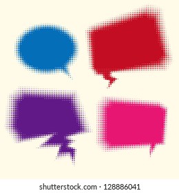 Halftone speech bubbles elements. Vector abstract background. (dotted design series)