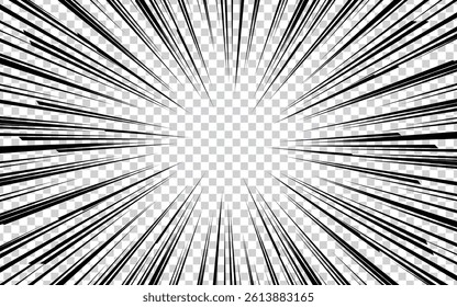 Halftone speed line manga comic pop art background. Vector Illustration
