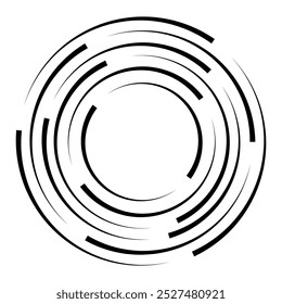 Halftone speed lines circle. Geometric art in circle form. Round swirl movement symbol. Halftone circular frame. Vector design element