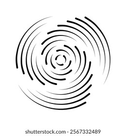 Halftone speed lines circle. Geometric art in circle form. Round swirl movement symbol. Halftone circular frame. Vector design element