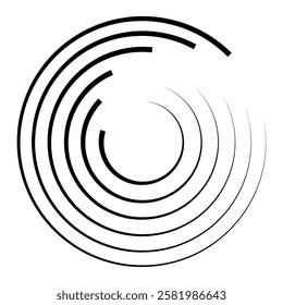 Halftone speed lines circle. Geometric art in circle form. Round swirl movement symbol. Halftone circular frame. Vector design element