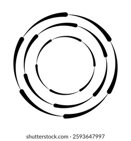 Halftone speed lines circle. Geometric art in circle form. Round swirl movement symbol. Halftone circular frame. Vector design element