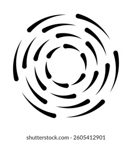 Halftone speed lines circle. Geometric art in circle form. Round swirl movement symbol. Halftone circular frame. Vector design element