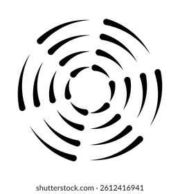 Halftone speed lines circle. Geometric art in circle form. Round swirl movement symbol. Halftone circular frame. Vector design element