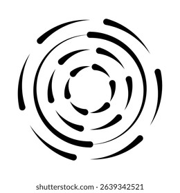 Halftone speed lines circle. Geometric art in circle form. Round swirl movement symbol. Halftone circular frame. Vector design element