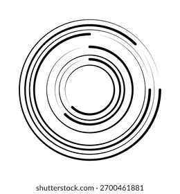 Círculo de líneas de velocidad de semitono. Arte geométrico en forma de círculo. Símbolo de movimiento de remolino redondo. Marco circular de semitono. Elemento de diseño de Vector