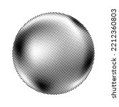 Halftone sphere. Comic texture globe. Semitone dotted circle. Round gradient. Radial design element. Abstract monochrome background. Vector 