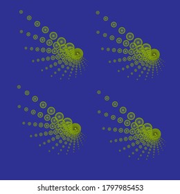 Esfera semitónica de puntos. Puntos amarillos de diferentes tamaños sobre un fondo azul. Vector EPS10.