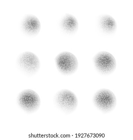 Halftone sphere dotted vector illustration. Circle halftone patterns dots logo. Globe vector illustration. Big set.