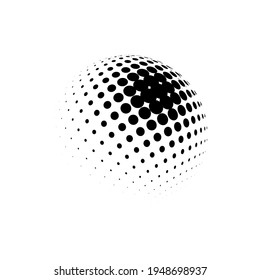 Halftone sphere dotted vector illustration. Circle halftone patterns dots logo. Globe vector illustration.