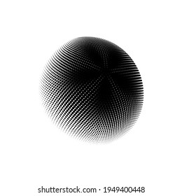 Halftone sphere dotted vector illustration. Circle halftone patterns dots logo. Globe vector illustration.
