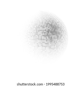 Ilustración vectorial con puntos de media esfera. El logotipo de los patrones de semitonos de círculo. Ilustración vectorial de globo.