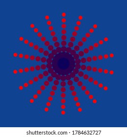 Halftone sphere of points. Geometric gradient color texture on blue background. Colorful Vector illustration