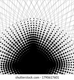 Halftone sphere of points and lines. Black dots and lines of different sizes on a white background. EPS10 Vector