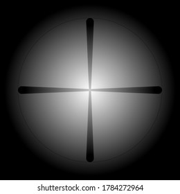 Halftone sphere of points. Halftone sight. Gradation of black and white circles on a gray shaded background. Vector illustration.