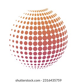 logotipo estilizado de media esfera. Elemento de diseño orbital dotado. Ilustración vectorial. Imagen de archivo.