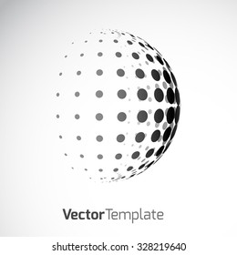 Halftone Sphere.Halftone Design Element. Abstract Globe Logo Template. Vector Illustration.
