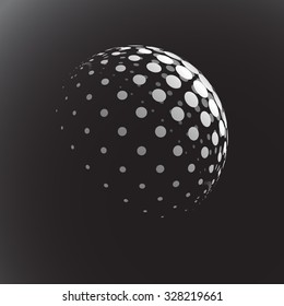 Halftone Sphere.Halftone Design Element. Abstract Globe Logo Template. Vector Illustration.