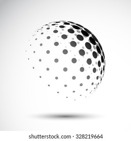 Halftone Sphere.Halftone Design Element. Abstract Globe Logo Template. Vector Illustration.