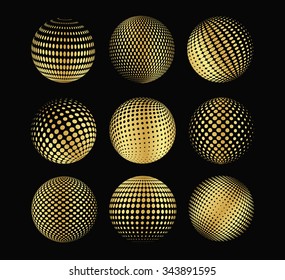 Halftone sphere.Halftone vector design element.