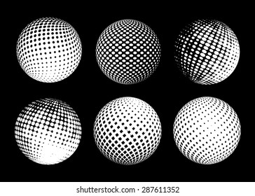 Halftone sphere.Halftone vector design element.Abstract round logo.
