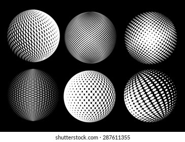 Halftone sphere.Halftone vector design element.Abstract round logo.