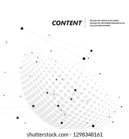 Halftone Sphären mit der Welt-Globus und verbinden Concept Design. Vektorgrafik.