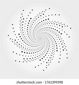 Fondo espiral de semitono. Resumen del fondo punteado concéntrico. Elemento de diseño de semitono espiral para uso multipropósito.