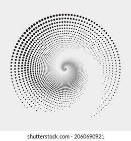 Halftone spiral background. Abstract monochrome pattern. Halftone dots circle texture. Vector art illustration. Logo design. Vector design element.