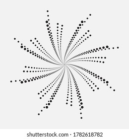 Fondo espiral de semitono. Patrón circular concéntrico con puntos. Elemento de semitono espiral con puntos. elemento de diseño de semitono.