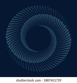 halftone spiral circle with waves in sea style