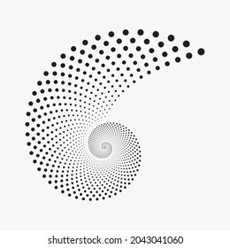 Halftone Spiral Circles. Dotted Vector Design Element.