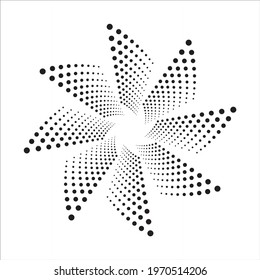 Halftone spiral concentric pattern background. Dotted concentric circular object. Halftone design element.