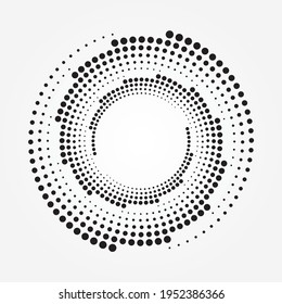 El fondo de la espiral de semitono es de fondo. Resumen de fondo monocromo. El semitono marca la textura del círculo. Fondo del círculo abstracto. Patrón geométrico vectorial. Diseño del logotipo de semitono.
