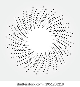 Elemento de puntos de espiral de semitono. Resumen de fondo monocromo. Diseño del logotipo de semitono.
Resumen del fondo de la espiral de medio tono circular concéntrico. Diseño de tela. Objeto vectorial de semitono.