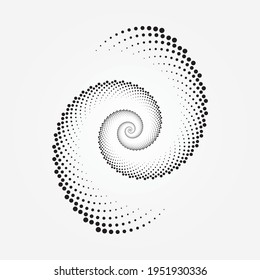 Elemento de puntos de espiral de semitono. Resumen de fondo monocromo. Diseño del logotipo de semitono. Marco punteado del vector. 