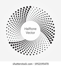 Elemento de puntos de espiral de semitono. Resumen de fondo de puntos monocromo. Ilustración de arte vectorial. Diseño del logotipo de semitono.