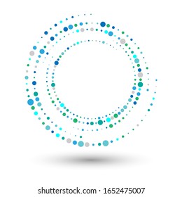 Halftone spiral as icon or background. Abstract vector circle frame with dots as logo or emblem.  