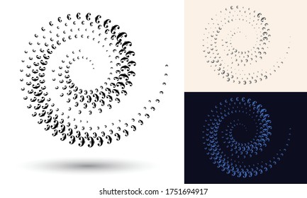 Espiral de semitono como icono o fondo. Marco de círculo vectorial abstracto negro con signo de euro como logotipo o emblema. Borde aislado en el fondo para el diseño.