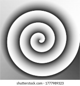 Fondo vector de espiral de semitono. Sobreposición en blanco y negro. 