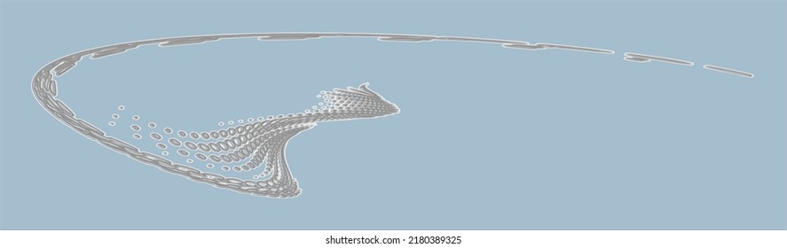 A halftone splash with a gentle curve in pelleted polka dots. Bubbling whirlwind. Vector. Pastel background for example. Separate use. For logos, trademarks, emblems.