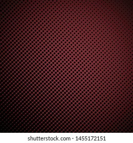 Halftone Spotted Dots Circle Abstract Vector Illustration Background. Dark Red Background.