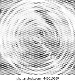 Halftone spotted ripple in water with concentric circles. Vector illustration background