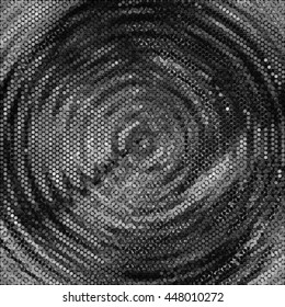 Halftone spotted ripple in water with concentric circles. Vector illustration background