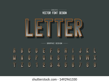 Halftone square font and alphabet vector, Digital letter typeface and number design, Graphic text on background