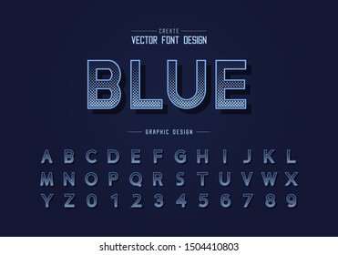 Halftone square font and alphabet vector, Digital design typeface and number, Graphic text on background